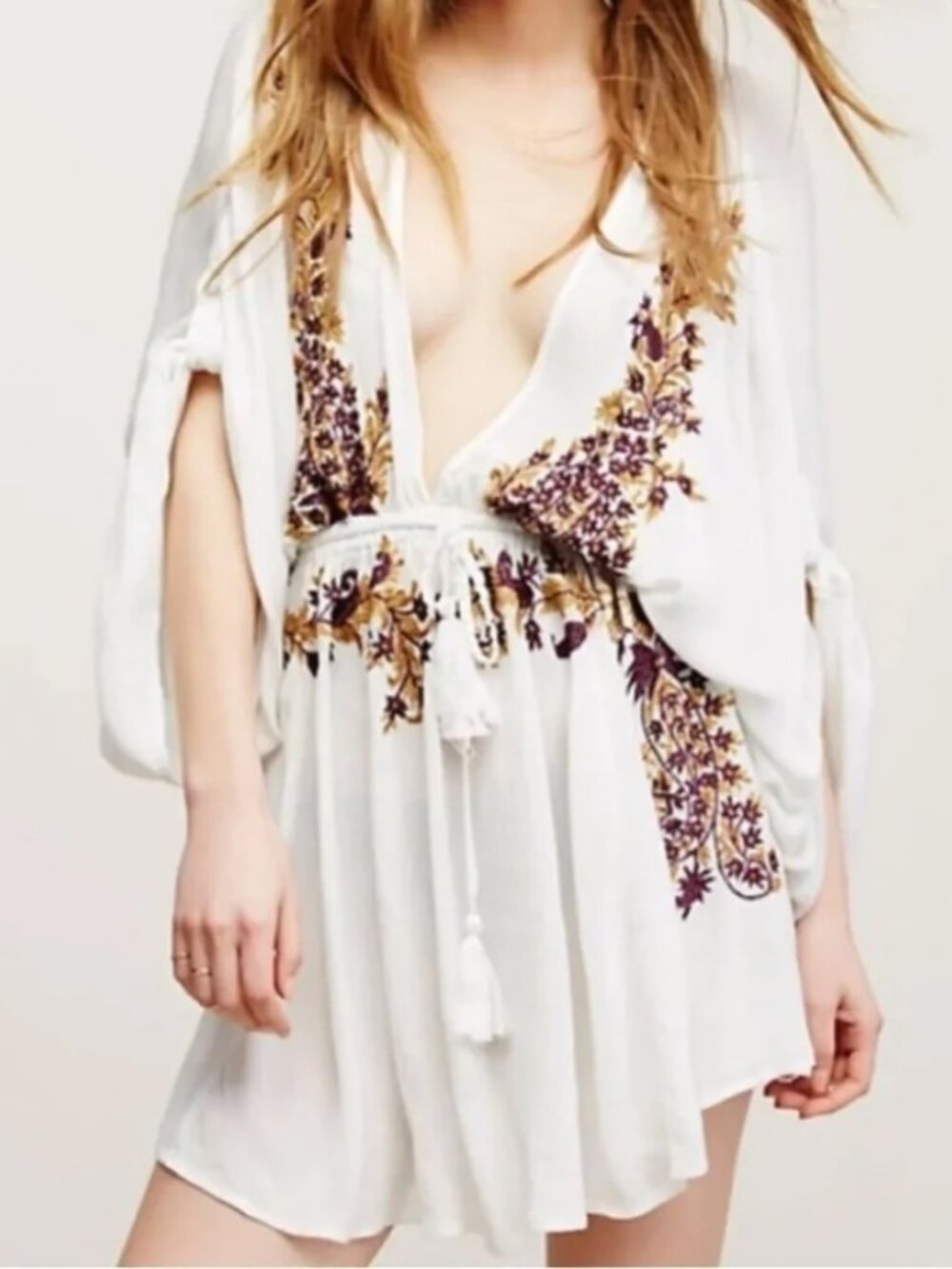 NWT Free People Pretty Pineapple Dress Embroidered Ivory Size Medium M NEW